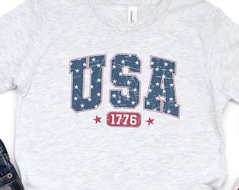 Patriotic Kids Tee, USA 1776 Youth Short Sleeve Shirt, Independence Day, Summer, Family Gatherings, Everyday Wear, 4th Of July, America