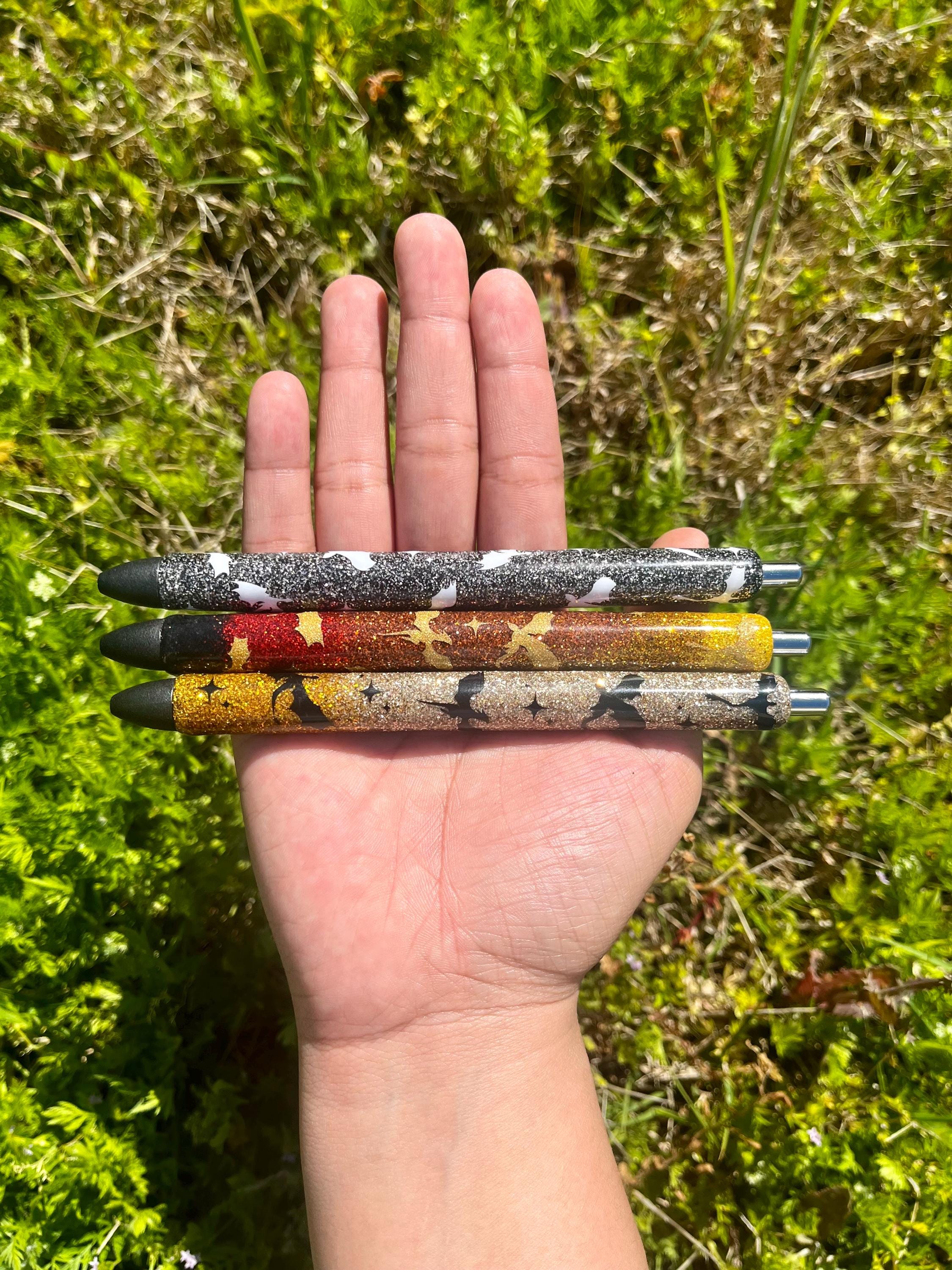 Fourth Wing Inspired Glitter Gel Pen | Bookish Accessories | Dragon Pen | Book Lover Gift | Onyx Storm Pen | Iron Flame Pen | Refillable Pen