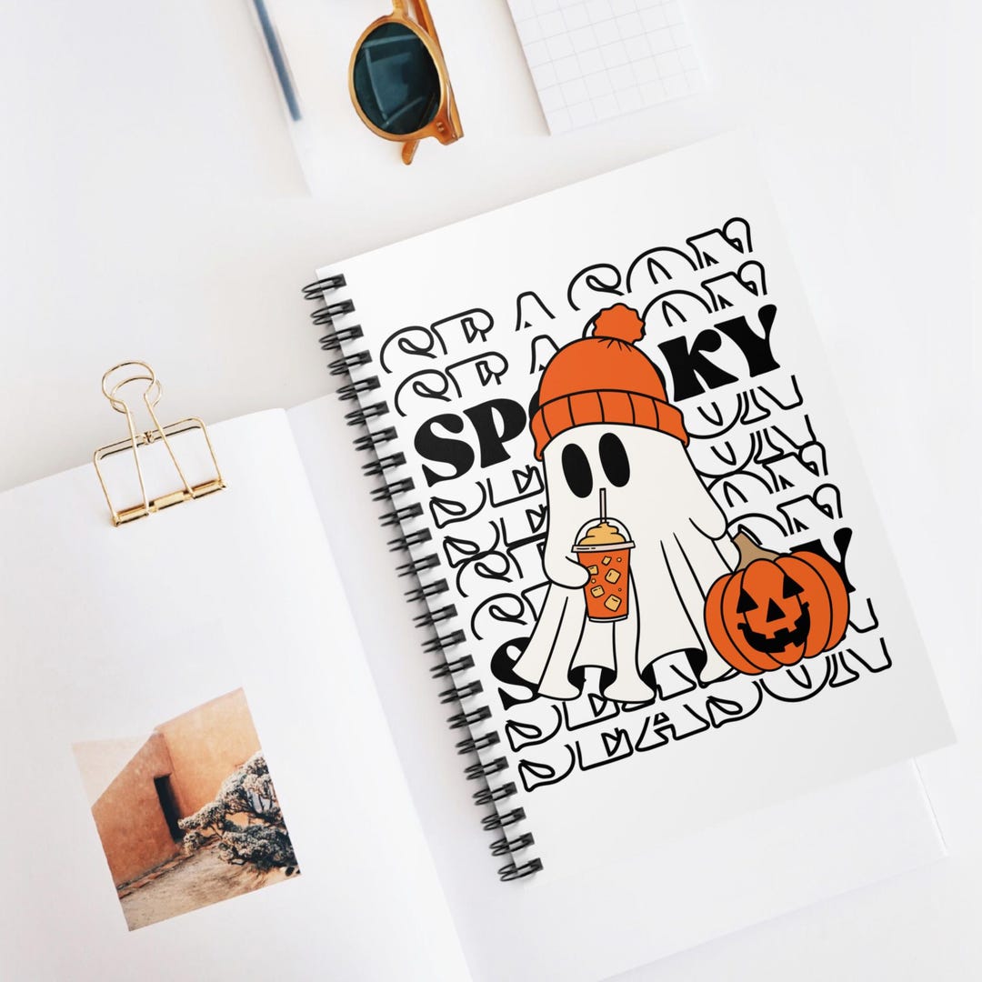Spooky Ghost Spiral Notebook - Perfect for Fall, Halloween, Journaling ...