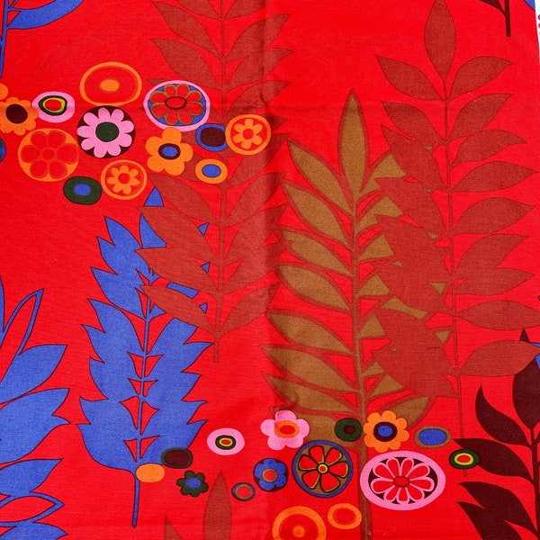Alexander Henry Fabric, 2009, Abstract Botanical, Red, Heavier Cotton, Home Dec Fabric, Over One Yard, Whole Piece!