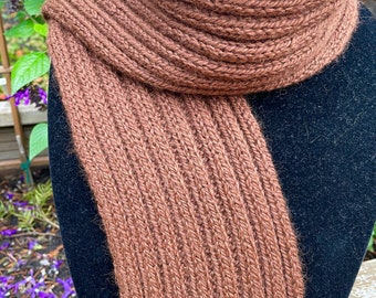 ALPACA SCARF--Alpaca Scarves, Kinda Manly Style, Locally Sourced Yarn, Cinnamon Color, ONE available, Great Gift!