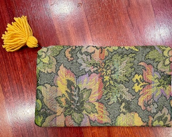 Knitting Needle Bag, Zippered Pouch, Upholstery Fabric Zip Bag, Traditional Floral Pattern, Knitting Needle Keeper, Many Other Uses, Pretty!