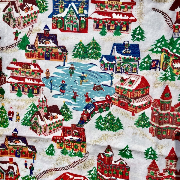 Christmas Design Fabric, 5th Avenue Designs, 1995, Cotton Fabric, Lightweight, 1 3/4 Yards, Selling Whole Piece, Fun!
