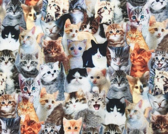 WINTER SALE!  Stretch Lycra Fabric, Legging/Swimsuit Fabric, Cute Kitten Design, Four Way Stretch, Irregular Cut, Excellent Condition!