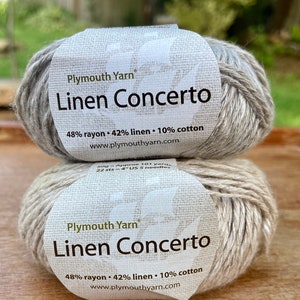 Linen Yarn, Summer Knits, Linen, Rayon, and Cotton Blend, Linen Concerto by Plymouth, Four Skeins Available, Selling Separately