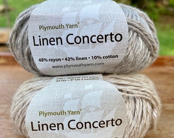 Linen Yarn, Summer Knits, Linen, Rayon, and Cotton Blend, Linen Concerto by Plymouth, Four Skeins Available, Selling Separately