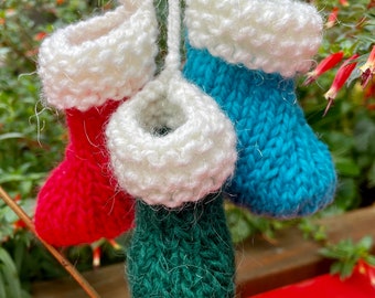 PATTERN and YARN: Stocking Ornament Pattern, Yarn for Project,  Hand Knit Christmas Tree Ornament, Gift Card Holder, So Cute!!