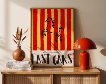 Ferrari F1 Poster, Retro Racing Wall Art (Digital Print)