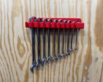 Wall Mount Ratcheting Wrench Holder: 10-Wrench Organizer, Workshop Storage