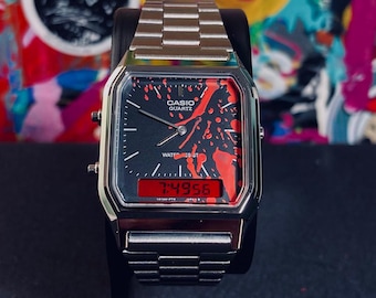 Custom Painted Casio AQ-230a "BloodRed"