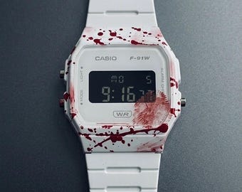White F91w bloodred blackout