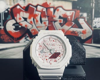 Custom Painted White Casio G-Shock "Red"