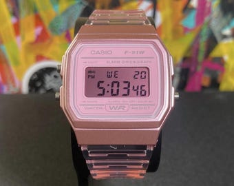 Customized all pink Casio F91w "LIGHT PINK" screen mod