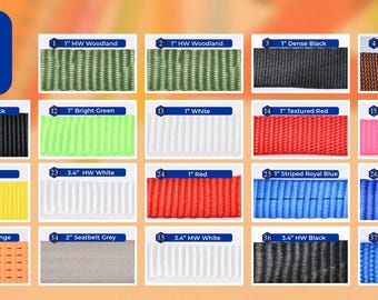 Correa de poliéster / Rara/difícil de encontrar / Diferentes pesos, tejidos, colores surtidos / Se vende cortada a medida de 3/4 pulgada / 1 pulgada / 1,5 pulgada / 2 pulgadas