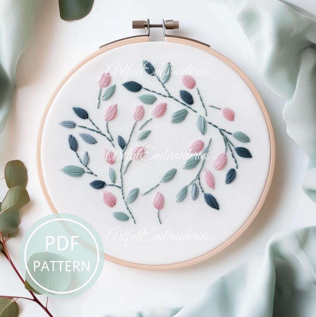 Embroider Raspberry Raspberry Leaf Embroidery Pattern: Colorful Floral Design (PDF Pattern ...