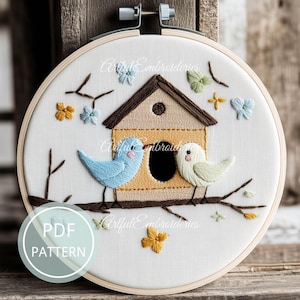 Birds and nests pattern, PDF files, downloadable, digital download, embroidery designs, hand embroidery, decoration, animal, Bird Nest, love