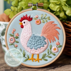 Chicken, animal, PDF files, downloadable, digital download, designs, templates, hand embroidery patterns, decoration, Crafts, DIY, beginners