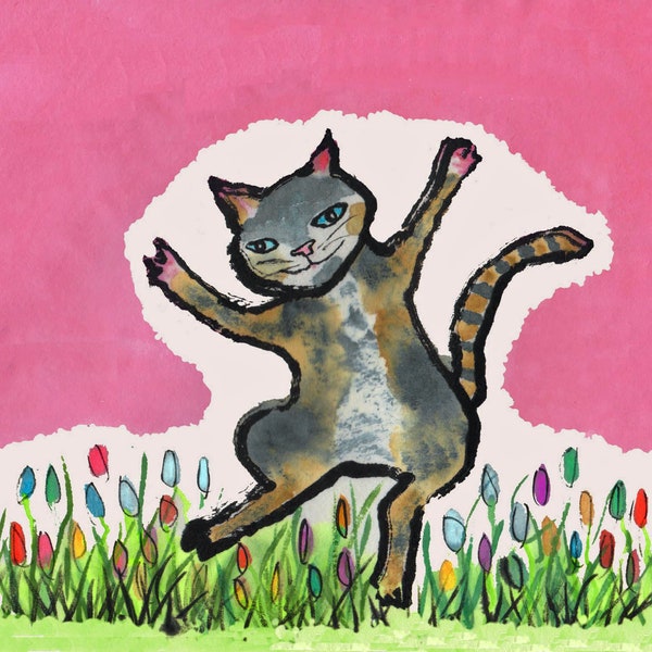 Original Cat Art - Dancing Cat