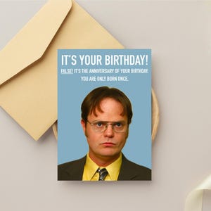 Es ist Dein Geburtstag Dwight Schrute Aus dem Büro 5x7 Digital Download - Niedlich, sarkastisch, lustig, urkomisch, leere Geburtstagskarte