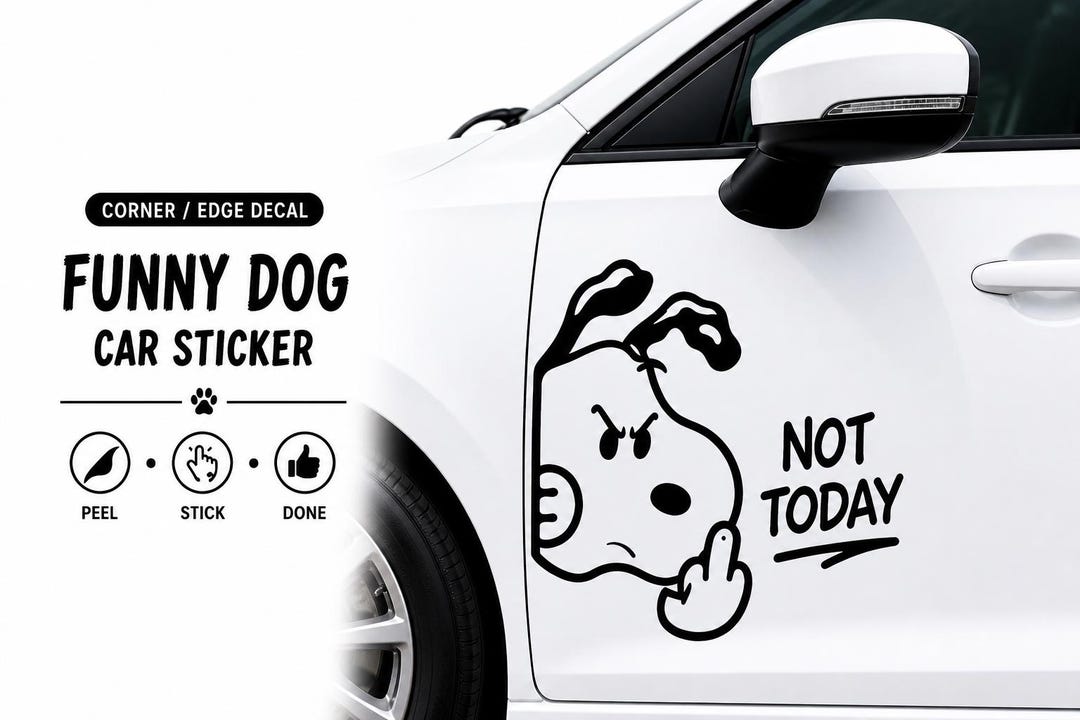 Funny Dog Car Sticker Decal | Peeking Dog Vinyl Sticker for Car Window ...
