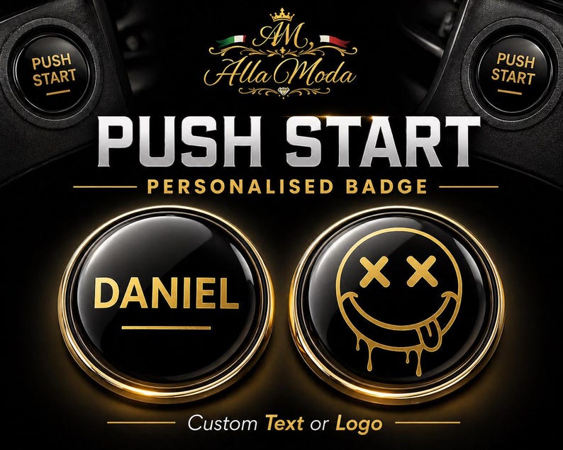 Custom Start Pics Custom Start Stop Button Overlay | Personalised Car Badge | Domed Gel ...