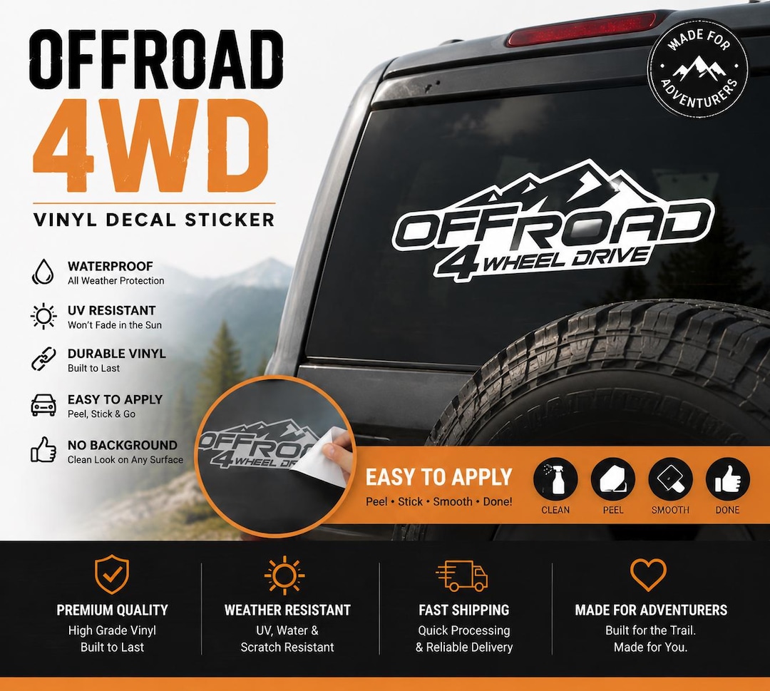 Offroad 4x4 Vinyl Decal Sticker | Truck Rear Window Sticker | off Road ...