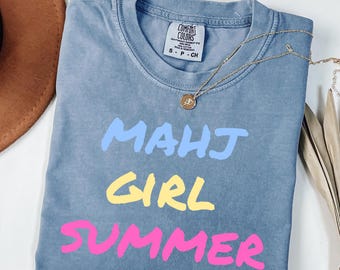 Mahj Girl Summer Shirt, Cute Mahjong Lover Tee, Pastel Mahjong Player Gift, Mahjong Club Sweatshirt, Girly Summer Game Tee