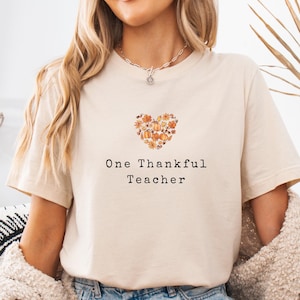 Thankful Teacher Heart Shirt: Thanksgiving Autumn T-Shirt