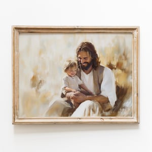 Christ holding baby painting | Jesus and baby Wall Art | Jesus & Child Art | Christ Digital Prints | Religious Wall Art |