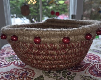 Handmade Coiled Jute Basket