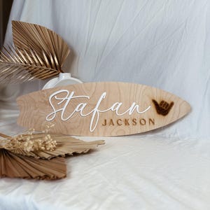 Surfboard Name Sign, 3D Nursery Wooden Name, Custom Ocean Name Sign,  Surf Board Decor, Little Surfer, Baby Shower Beachy Themed Kids Room