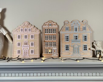 Nursery Decor Wooden Acrylic Play Dollhouse, Boho Nursery Decor, Dollhouse Wall Decor, Amsterdam Houses, Baby Room Decor, Wooden Kids Gift