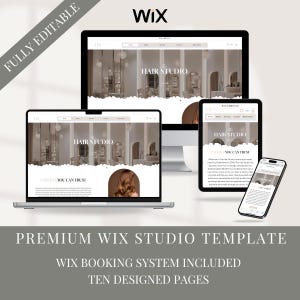 Premium Wix Studio Website Template for hair salons | beauty & hair | Neutral beige / white theme bubbles fun unique booking system, forms