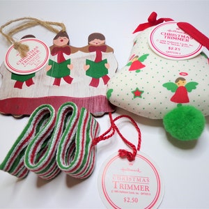 1984, 1985, 1986 Hallmark Merry Miniatures, 3 recortadores de árboles de Navidad B202B21