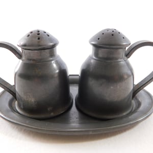 Vintage Pewter Salt and Pepper Shakers Pinder Brothers   B203