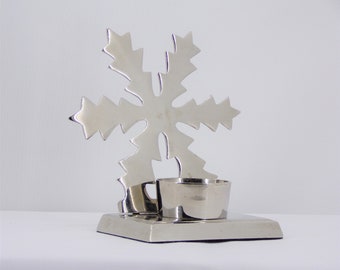 Candle Holder Silver Snowflake Votive Candles   T201