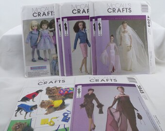 McCall's Patterns, Doll Patterns, Fashion Doll and Pet Coat Patterns    T201