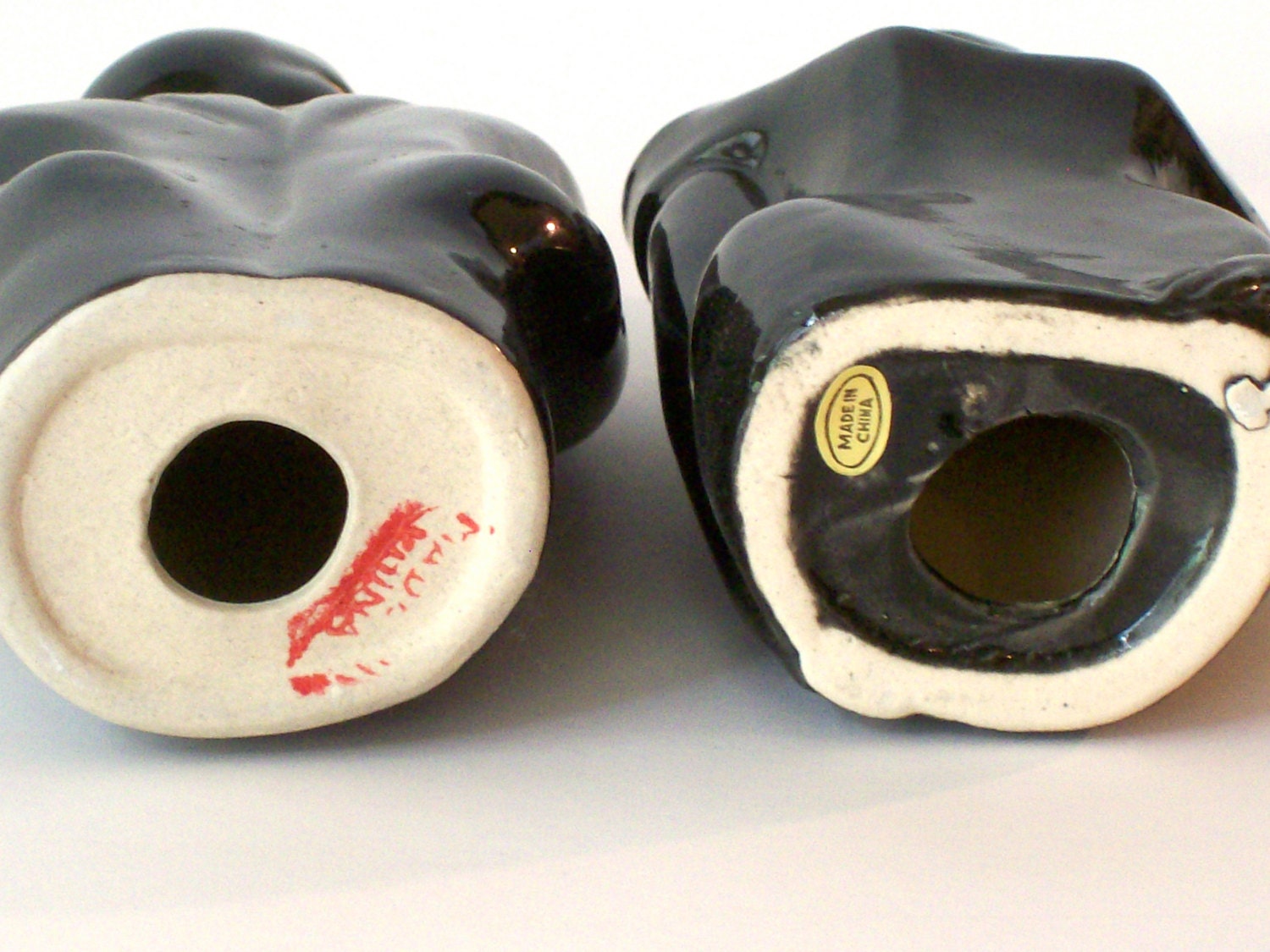 Madmen Style Jet Black Figures Ceramic Figurines Male Female Etsy