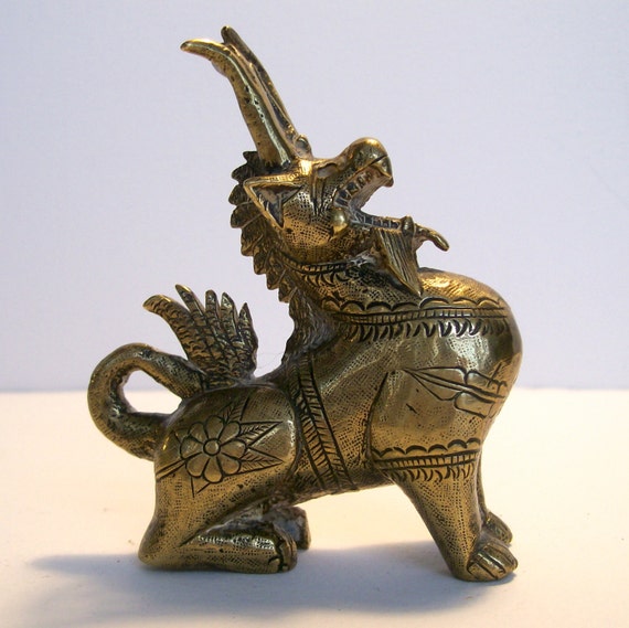 FooDog、麒麟の置物 Foo Dog ドラゴン 神話の動物 風水シンボル 真鍮製 