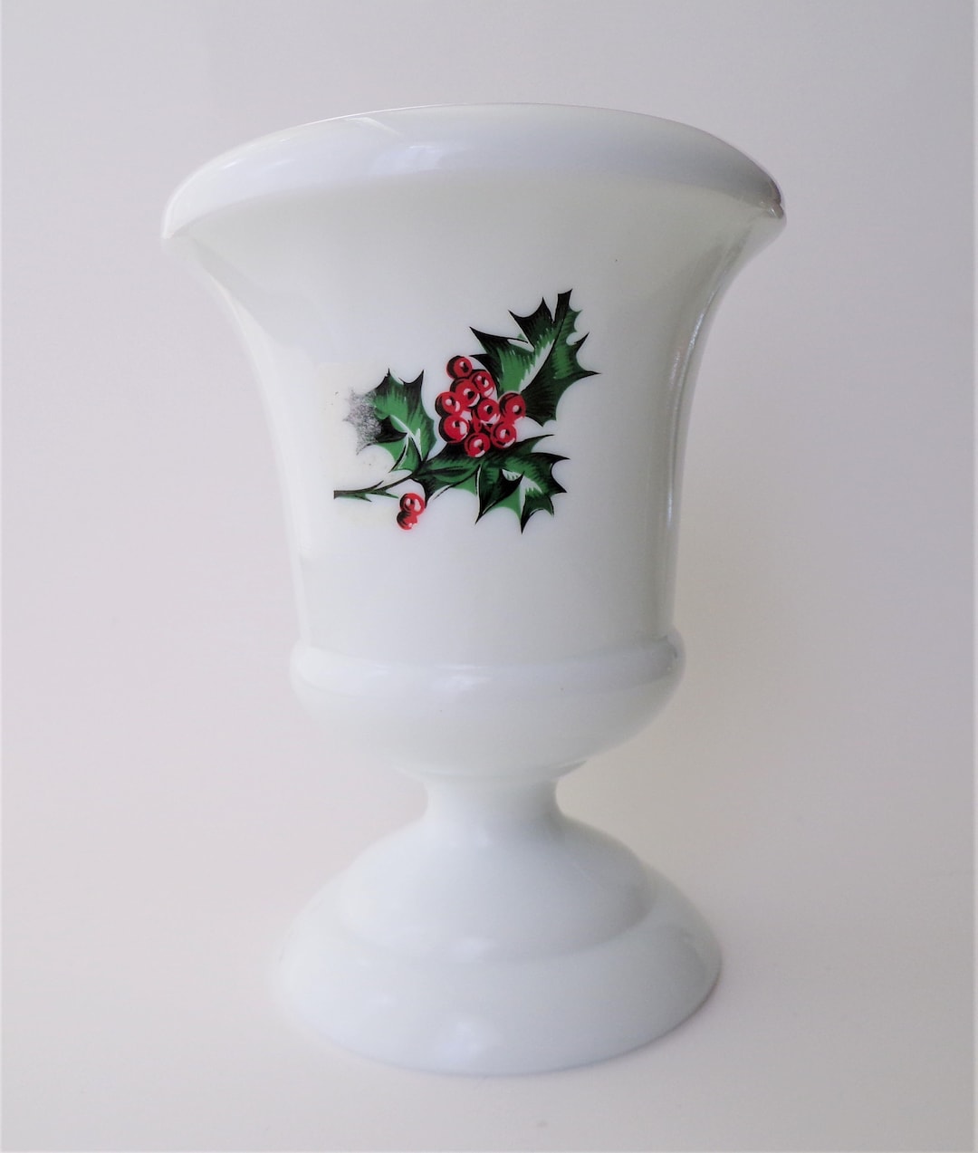 Vintage Vase, Christmas Vase With Holly Decoration, White Vase B202 Etsy