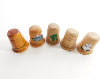 Dedals de Madera de Porcelana Metálica 5 cada uno, Animales y Montañas Rocosas B203 P12