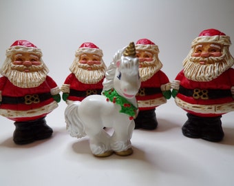 1988 Hallmark Merry Miniatures, Four Santas and a Pony Set of 5   B202B18