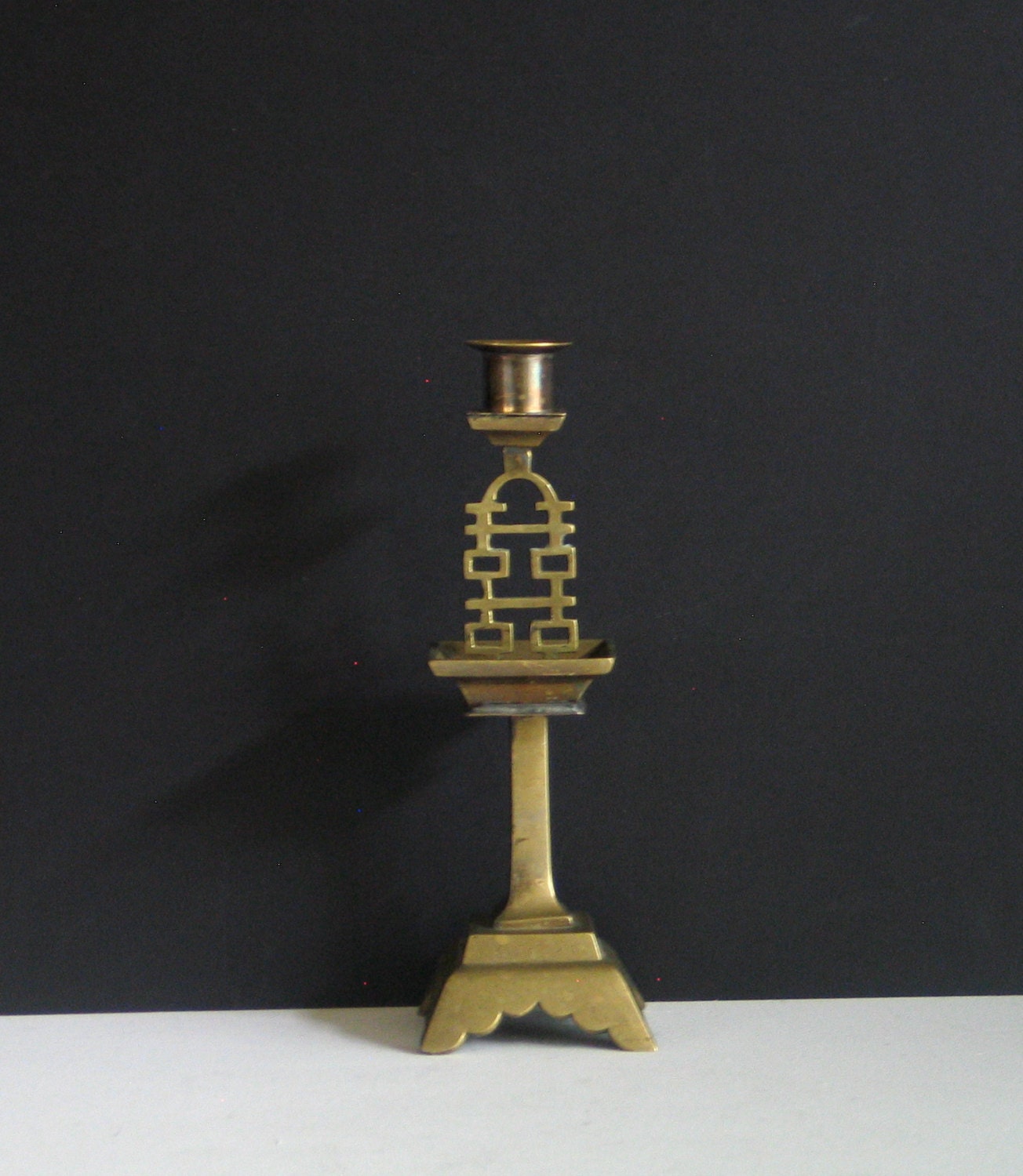 Brass Candle Holder, Oriental Brass Candle Stick, Vintage Candle Holder