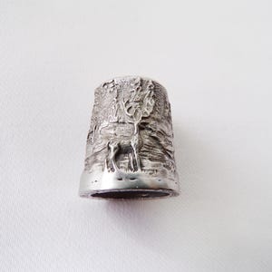 Vintage Thimbles Donohue Collection &quot;Cabin in the Woods with elk&#39;  B203