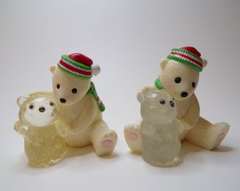 1987 Hallmark Merry Miniatures, 2 Polar Bears, a Deer, a Puppy, 5 Bunnies Set of 9   B202B22