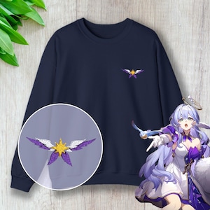 Embroidered Honkai Star Rail Robin Unisex Heavy Crewneck Sweatshirt | HSR Minimalist Sweater | Subtle Anime Video Game Merch | Gaming Gift