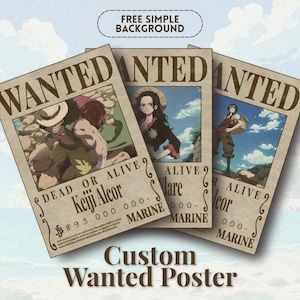 Personalisierte Steckbrief One Piece Style | Personalisiertes Portrait, Anime Portrait, Paar Portrait, Piratin OC