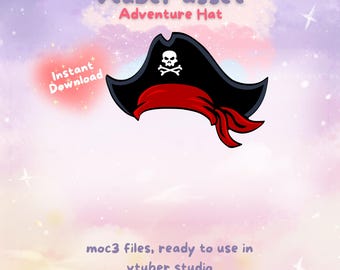Zasób kapelusza pirackiego VTuber | Cyfrowe pobieranie PNG | Zasób rekwizytu streamera dla modeli Live2D