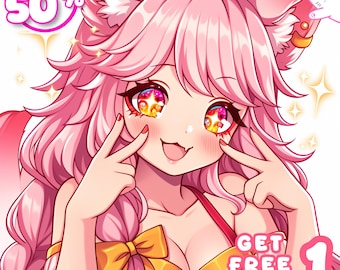 Aangepaste anime profielfoto avatar | Leuke kawaii profielfoto | VTuber Twitch icoon | Streamer portret | Gepersonaliseerde anime opdracht