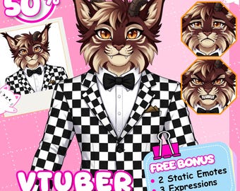 Aangepast harig VTuber-model Live2D, Anime Avatar Commission, Anthro Character Design, klaar voor streaming